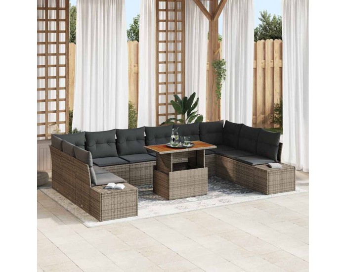 Sonata H Градински Софа Комплект 11 pcs Сив и кафяв 100 x 55 x 73 см
