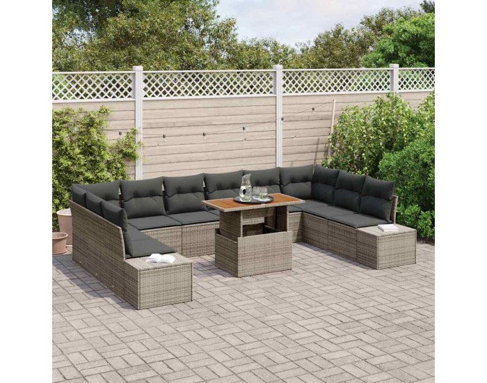 Sonata H Градински Софа Комплект 11 pcs Сив и кафяв 100 x 55 x 73 см
