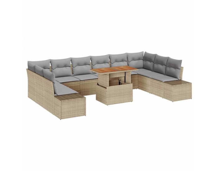 Sonata H Градински Софа Комплект 11 pcs Бежово и сиво 100 x 55 x 73 см