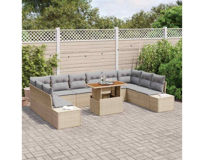 Sonata H Градински Софа Комплект 11 pcs Бежово и сиво 100 x 55 x 73 см