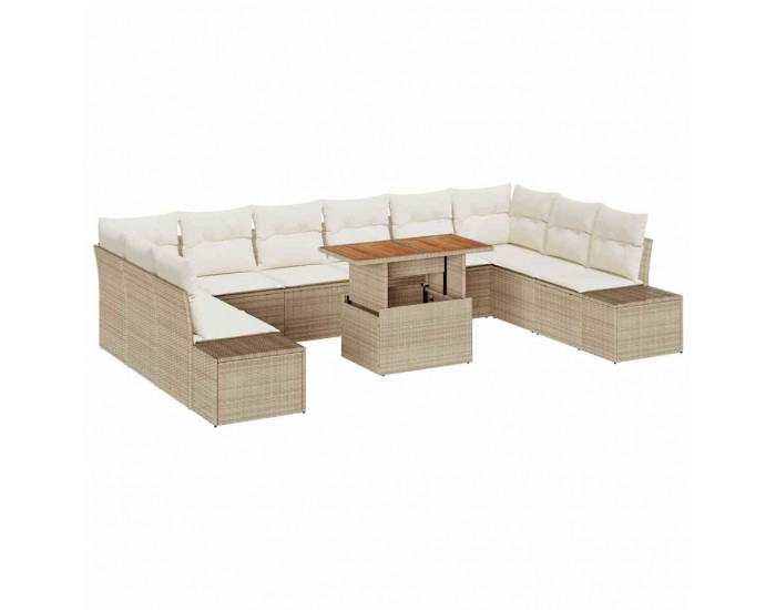 Sonata H Градински Софа Комплект 11 pcs Бежов и кремав 100 x 55 x 73 см