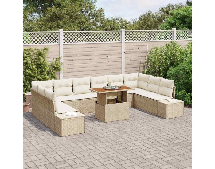 Sonata H Градински Софа Комплект 11 pcs Бежов и кремав 100 x 55 x 73 см