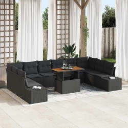 Sonata H Градински Софа Комплект 11 pcs Черен и кафяв 100 x 55 x 73 см - Canapele și bănci de grădină