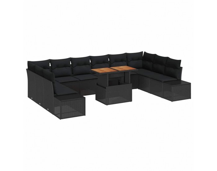 Sonata H Градински Софа Комплект 11 pcs Черен и кафяв 100 x 55 x 73 см