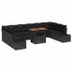 Sonata H Градински Софа Комплект 11 pcs Черен и кафяв 100 x 55 x 73 см