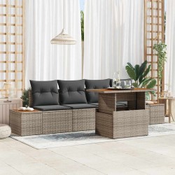 Sonata H Комплект за хранене в градината с възглавница 5 pcs Сив и кафяв - Canapele și bănci de grădină