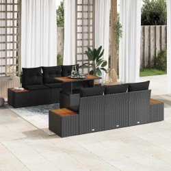 Sonata H Комплект за хранене в градината 7 pcs Черен и кафяв - Canapele și bănci de grădină