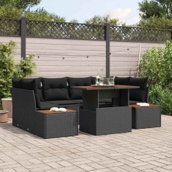 Sonata H Комплект за хранене в градината 7 pcs Черен и кафяв - Canapele și bănci de grădină