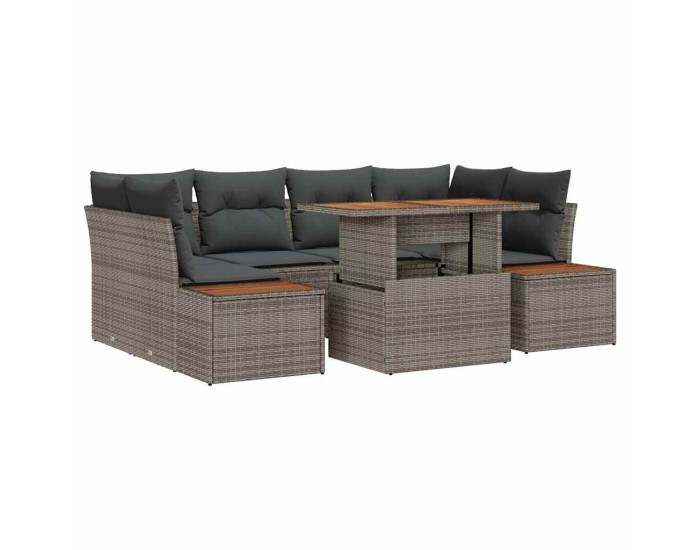 Sonata H Комплект за хранене в градината с възглавница 7 pcs Сив и кафяв
