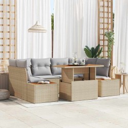 Sonata H Комплект за хранене в градината 7 pcs Бежово и сиво - Canapele și bănci de grădină