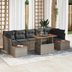 Sonata H Комплект за хранене в градината с възглавница 8 pcs Сив и кафяв - Canapele și bănci de grădină
