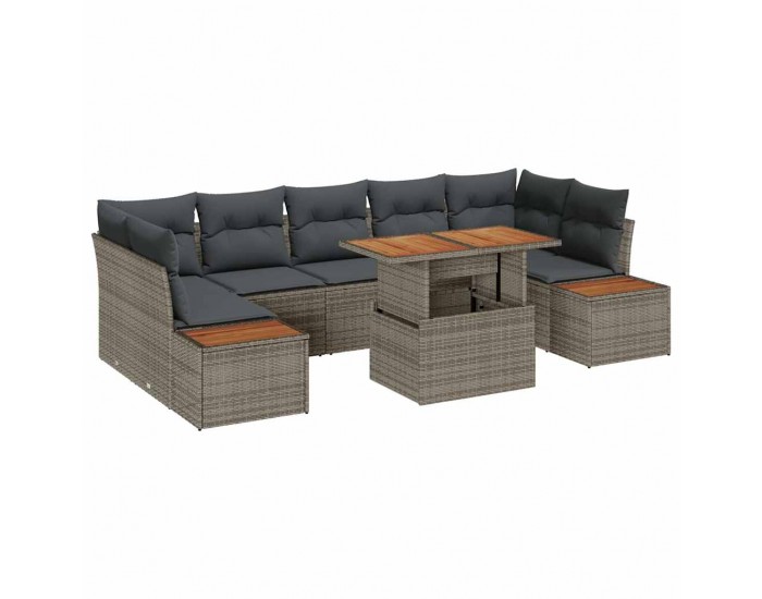 Sonata H Комплект за хранене в градината с възглавница 8 pcs Сив и кафяв
