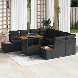 Sonata H Комплект за хранене в градината 9 pcs Черен и кафяв - Canapele și bănci de grădină
