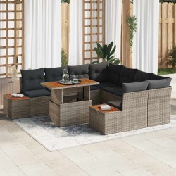 Sonata H Комплект за хранене в градината с възглавница 9 pcs Сив и кафяв - Canapele și bănci de grădină