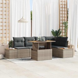 Sonata H Комплект за хранене в градината с възглавница 6 pcs Сив и кафяв - Canapele și bănci de grădină