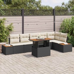 Sonata H Комплект за хранене в градината 7 pcs Черен и бежов - Canapele și bănci de grădină