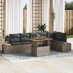 Sonata H Комплект за хранене в градината с възглавница 7 pcs Сив и кафяв - Canapele și bănci de grădină