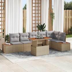 Sonata H Комплект за хранене в градината 7 pcs Бежово и сиво - Canapele și bănci de grădină