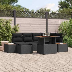 Sonata H Комплект за хранене в градината 7 pcs Черен и кафяв - Canapele și bănci de grădină