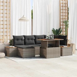 Sonata H Комплект за хранене в градината с възглавница 7 pcs Сив и кафяв - Canapele și bănci de grădină