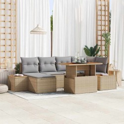 Sonata H Комплект за хранене в градината 7 pcs Бежово и сиво - Canapele și bănci de grădină