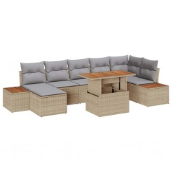 Sonata H Комплект за хранене в градината 8 pcs Бежово и сиво - Canapele și bănci de grădină
