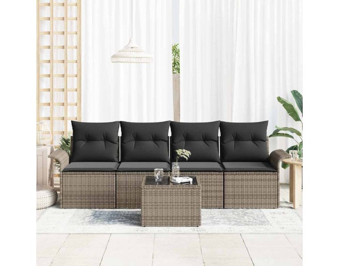 Sonata H Градински Софа Комплект с възглавница 5 pcs Сив 55 x 55 x 37 см