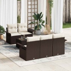 Sonata H Градински Софа Комплект 6 pcs Кафяв и Кремав 55 x 55 x 37 см - Canapele și bănci de grădină