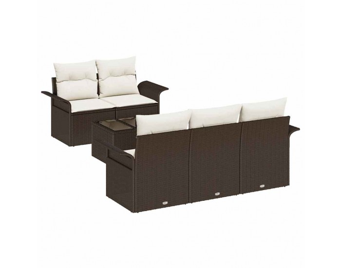 Sonata H Градински Софа Комплект 6 pcs Кафяв и Кремав 55 x 55 x 37 см