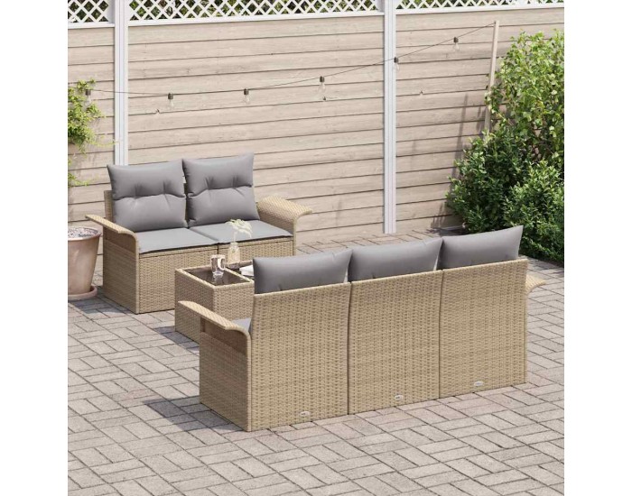 Sonata H Градински Софа Комплект 6 pcs Бежово и сиво 55 x 55 x 37 см