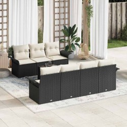 Sonata H Градински Софа Комплект 8 pcs Черен и кремав 55 x 55 x 37 см - Canapele și bănci de grădină