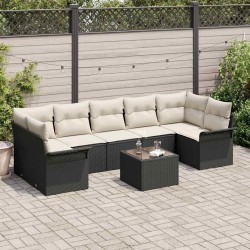 Sonata H Градински Софа Комплект 8 pcs Черен, Крем 55 x 55 x 37 см - Canapele și bănci de grădină