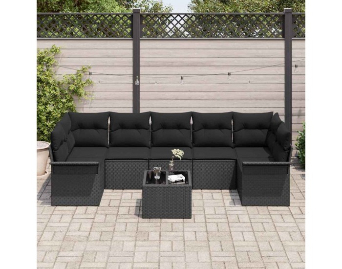 Sonata H Градински Софа Комплект 8 pcs Черно 55 x 55 x 37 см