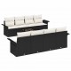 Sonata H Градински Софа Комплект 9 pcs Черен и кремав 55 x 55 x 37 см