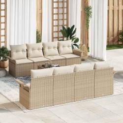 Sonata H Градински Софа Комплект 9 pcs Бежов и кремав 55 x 55 x 37 см - Canapele și bănci de grădină