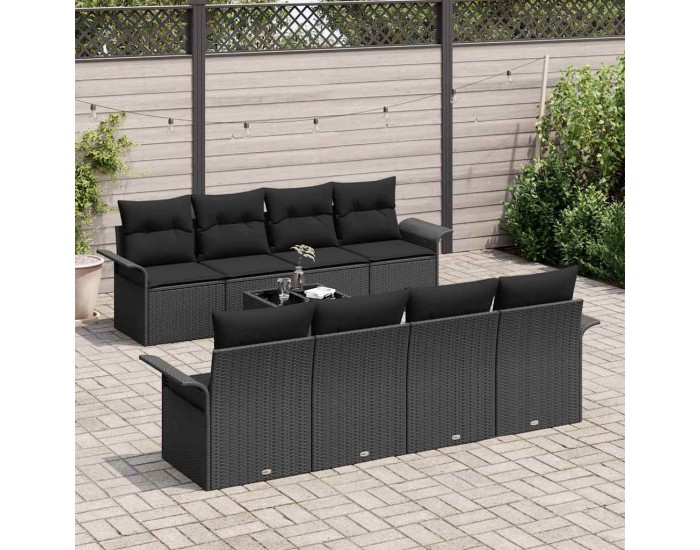 Sonata H Градински Софа Комплект 9 pcs Черно 55 x 55 x 37 см
