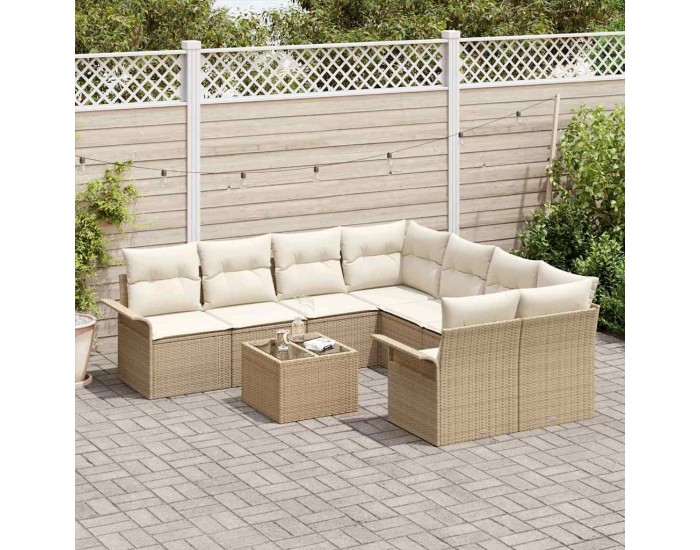 Sonata H Градински Софа Комплект 9 pcs Бежов и кремав 55 x 55 x 37 см