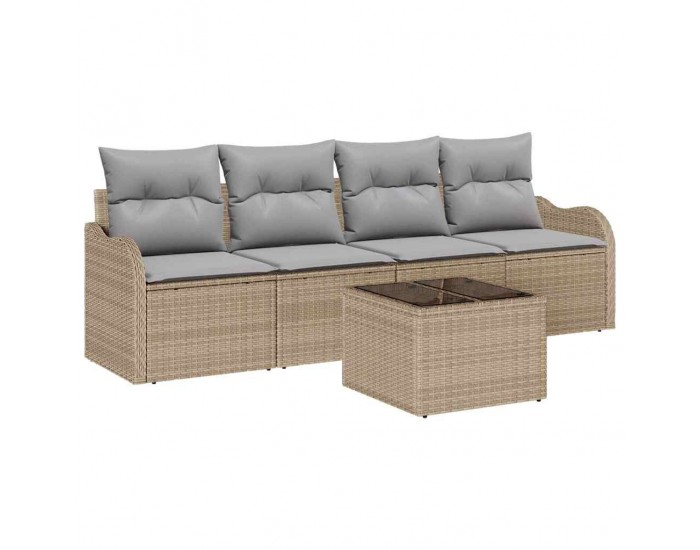 Sonata H Градински Софа Комплект 5 pcs Бежово и сиво 55 x 55 x 37 см