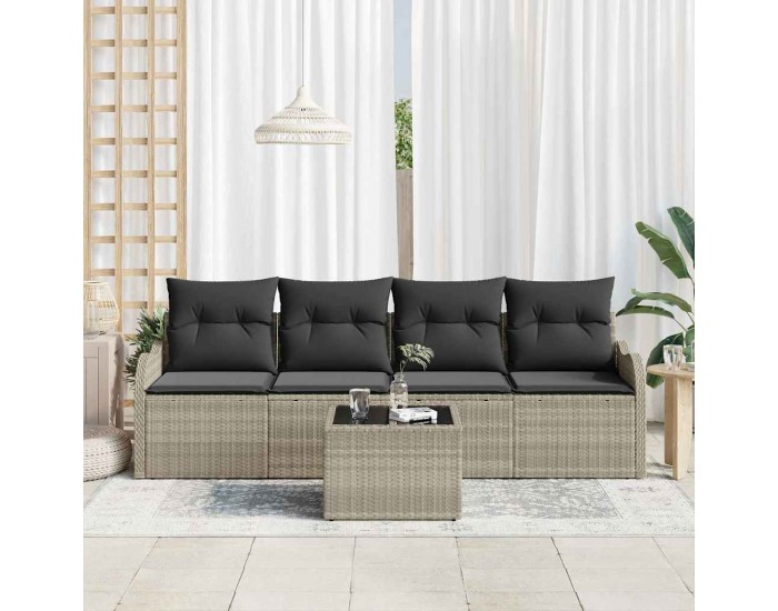 Sonata H Градински Софа Комплект 5 pcs Светло сиво и тъмно сиво