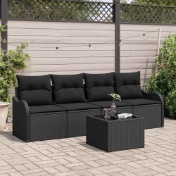 Sonata H Градински Софа Комплект 5 pcs Черно 55 x 55 x 37 см - Canapele și bănci de grădină