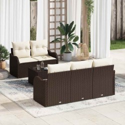 Sonata H Градински Софа Комплект 6 pcs Кафяв и Кремав 55 x 55 x 37 см - Canapele și bănci de grădină