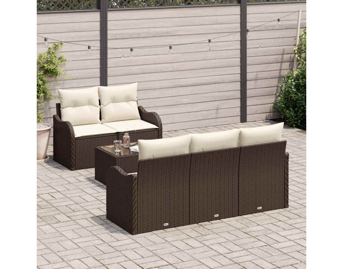 Sonata H Градински Софа Комплект 6 pcs Кафяв и Кремав 55 x 55 x 37 см