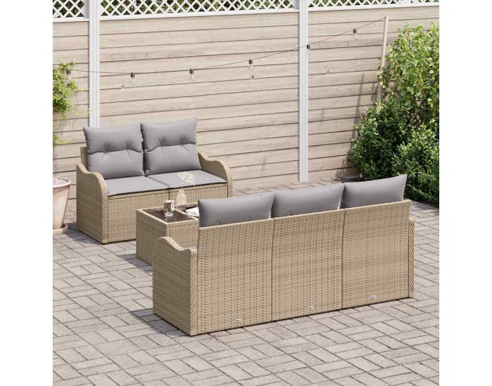 Sonata H Градински Софа Комплект 6 pcs Бежово и сиво 55 x 55 x 37 см
