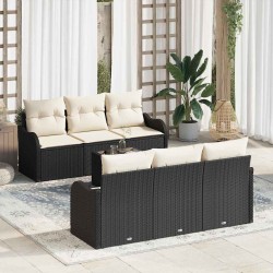 Sonata H Градински Софа Комплект 7 pcs Черен и кремав 55 x 55 x 37 см - Canapele și bănci de grădină