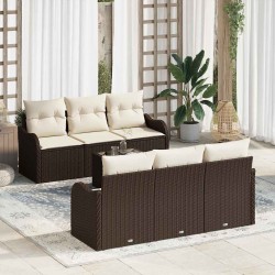 Sonata H Градински Софа Комплект 7 pcs Кафяв и Кремав 55 x 55 x 37 см - Canapele și bănci de grădină