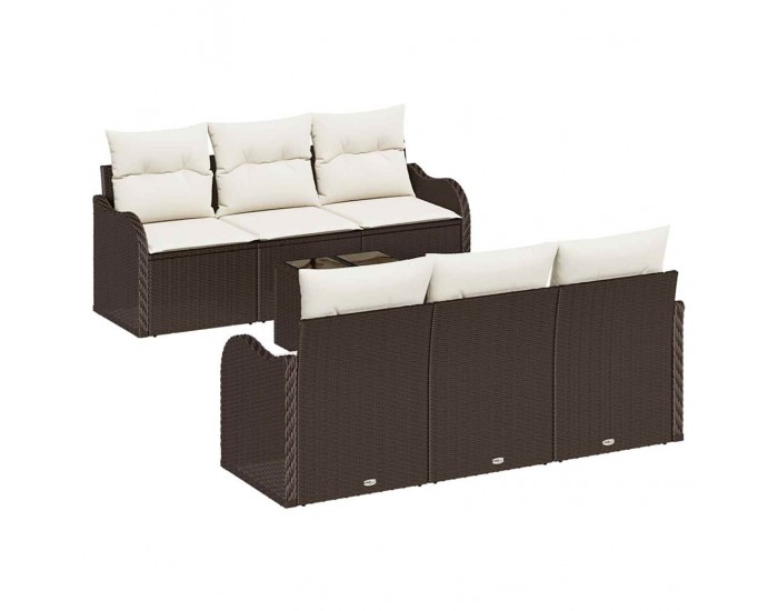 Sonata H Градински Софа Комплект 7 pcs Кафяв и Кремав 55 x 55 x 37 см