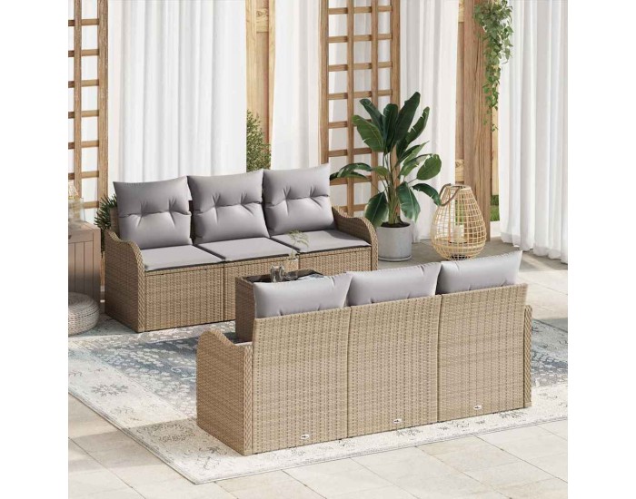 Sonata H Градински Софа Комплект 7 pcs Бежово и сиво 55 x 55 x 37 см