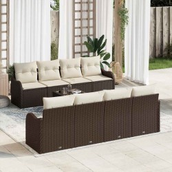 Sonata H Градински Софа Комплект 9 pcs Кафяв и Кремав 55 x 55 x 37 см - Canapele și bănci de grădină