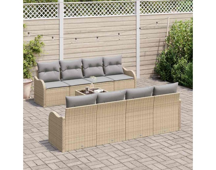 Sonata H Градински Софа Комплект 9 pcs Бежово и сиво 55 x 55 x 37 см