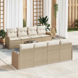 Sonata H Градински Софа Комплект 9 pcs Бежов и кремав 55 x 55 x 37 см - Canapele și bănci de grădină